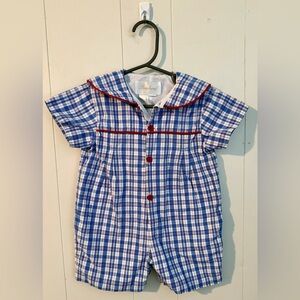 Strasburg Red White Blue Collared JonJon, Size 12M